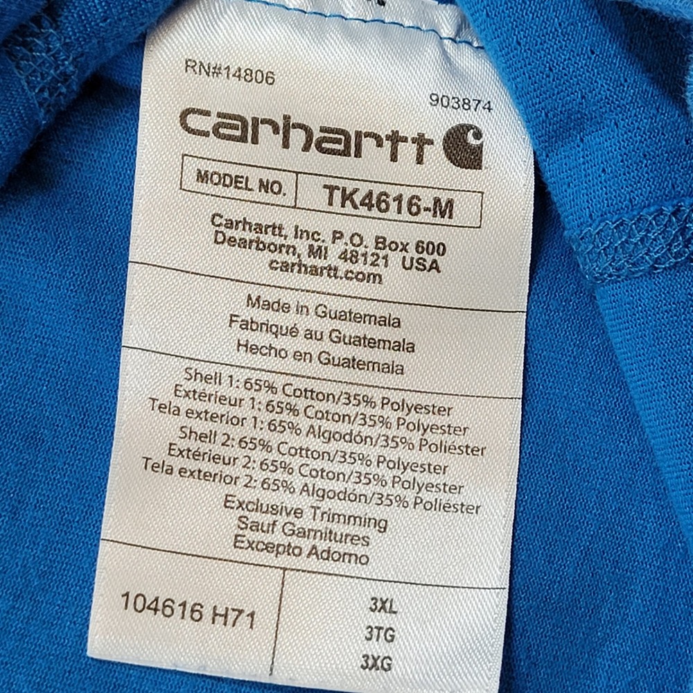 Carhartt Force Relaxed Fit Pocket T-Shirt Mens 3XL Blue Short Sleeve TK4616-M - Picture 6 of 6